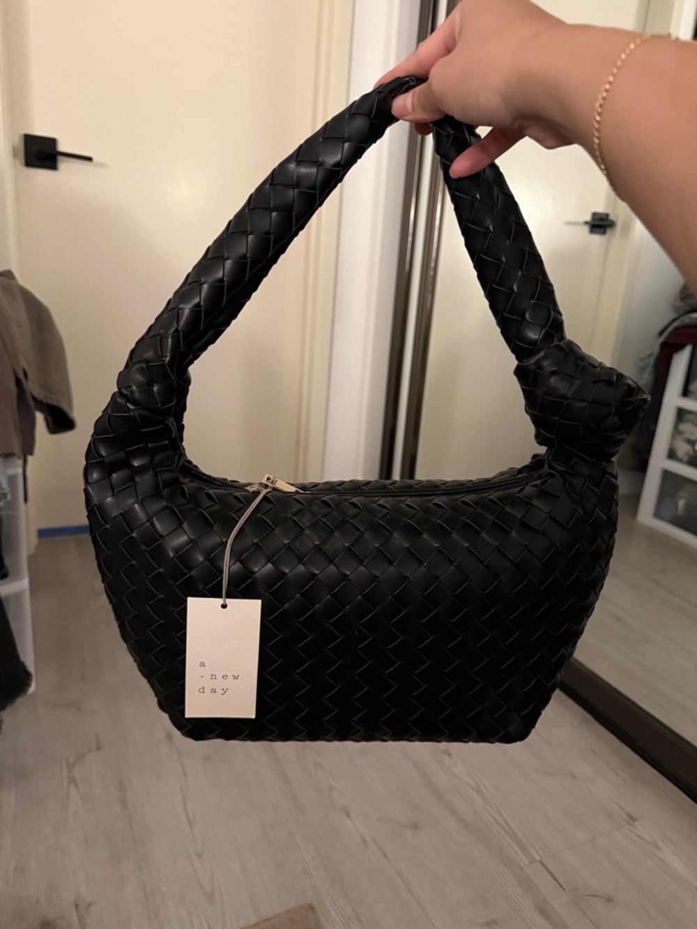 Black Woven Shoulder Bag
